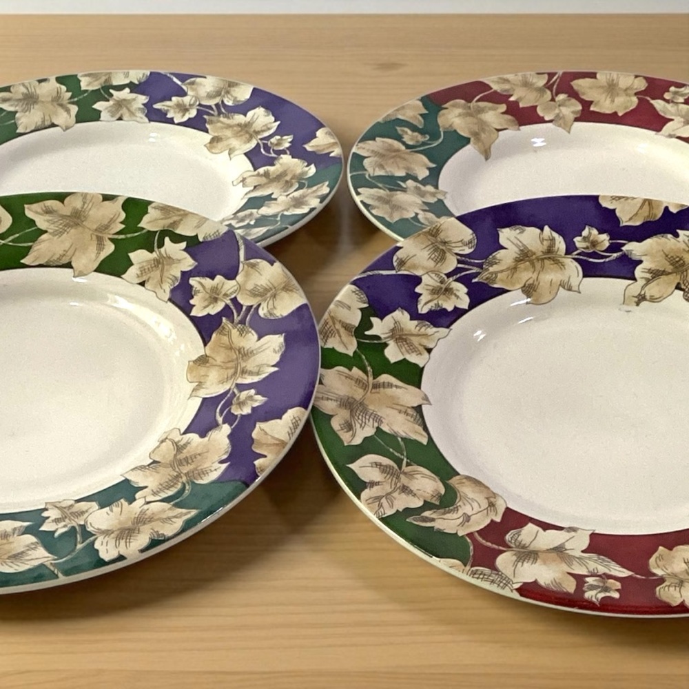 90's International Tableworks Nature Study Floral Dessert Tea Saucers Set of 4